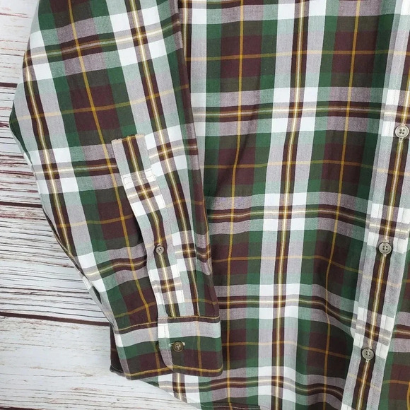 Filson Mens Large Sutter Sport Brown/Green Plaid Long Sleeve Button Down Shirt - Picture 4 of 11